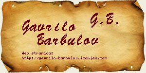 Gavrilo Barbulov vizit kartica
